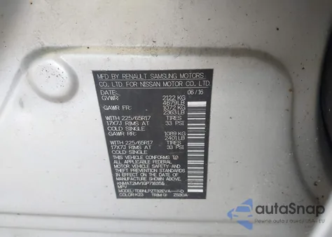 2016 Nissan Rogue S z USA, uszkodzony, nr VIN KNMAT2MV1GP716355